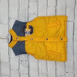 Junior Varsity Athletics Boy’s Yellow Quilted Puffer Jacket/Vest in Yellow/Blue